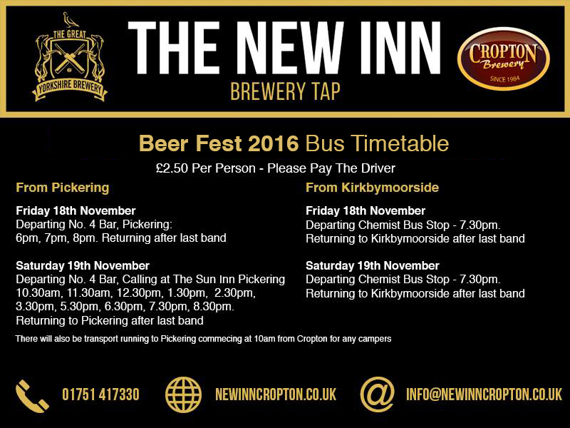 Beer Fest 2016 Timetable